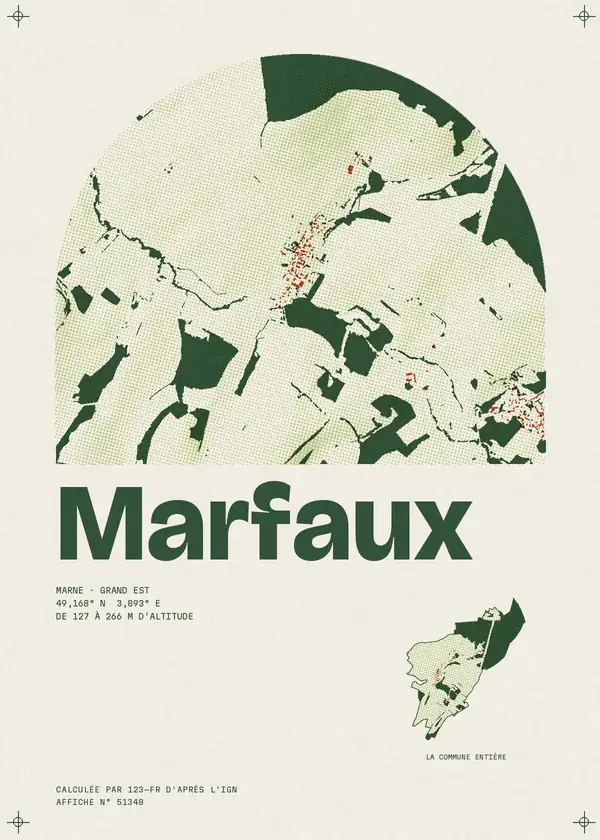 Affiche de Marfaux, calculée par 123-fr d'après l'IGN