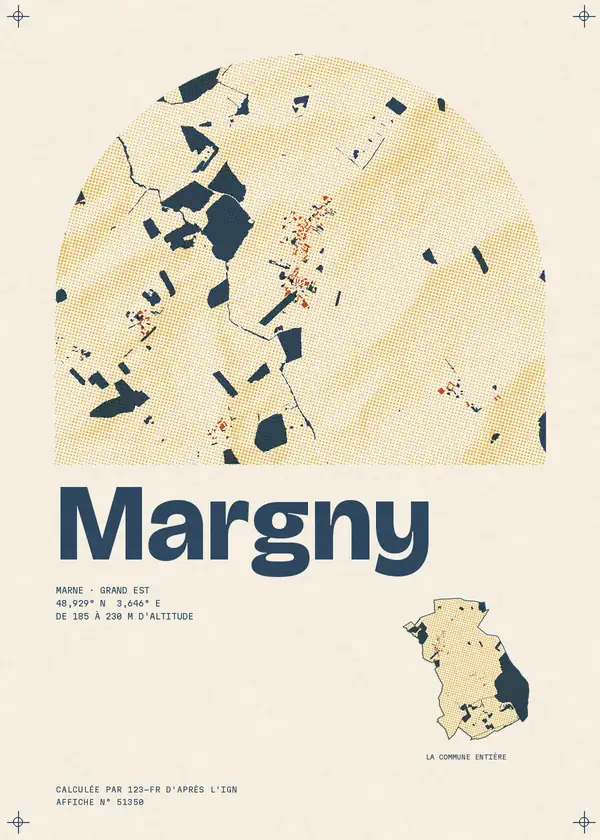 Affiche de Margny, calculée par 123-fr d'après l'IGN