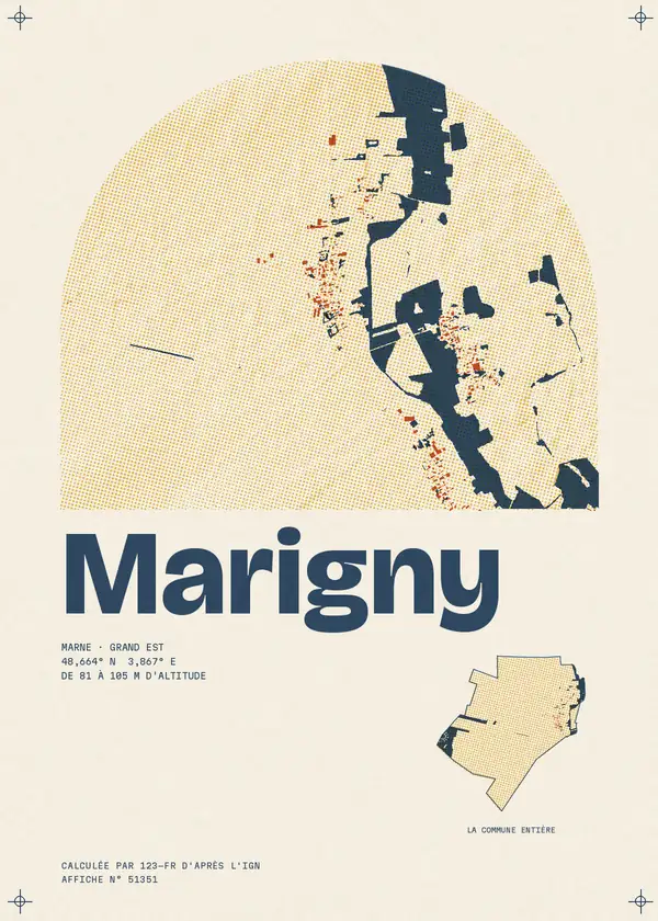 Affiche de Marigny, calculée par 123-fr d'après l'IGN