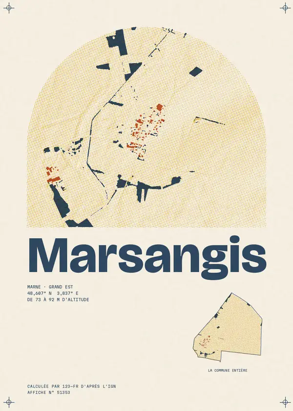 Affiche de Marsangis, calculée par 123-fr d'après l'IGN