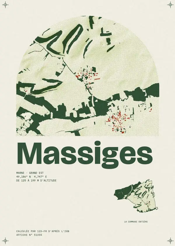 Affiche de Massiges, calculée par 123-fr d'après l'IGN