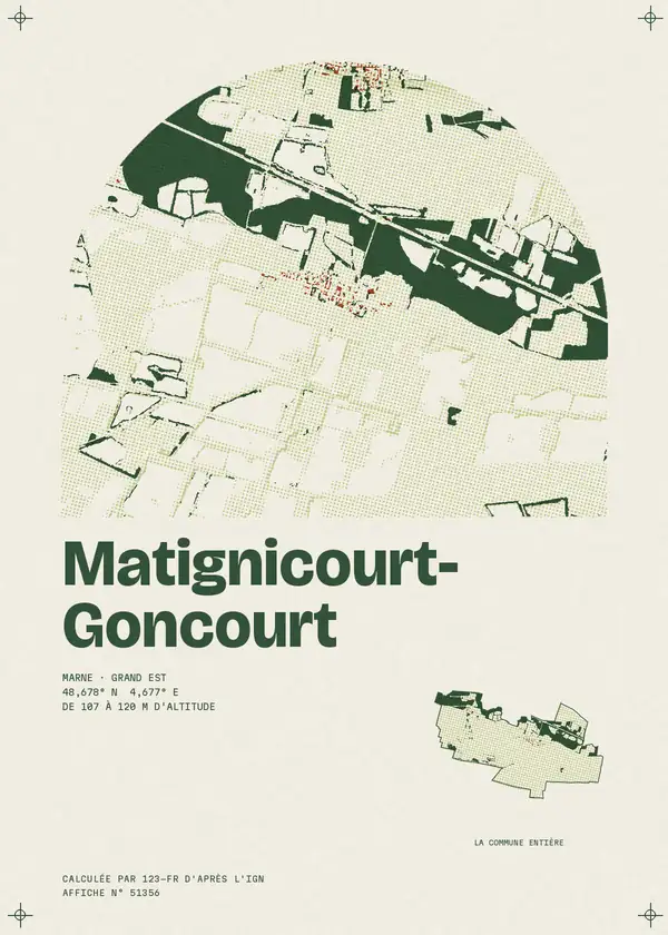 Affiche de Matignicourt-Goncourt, calculée par 123-fr d'après l'IGN