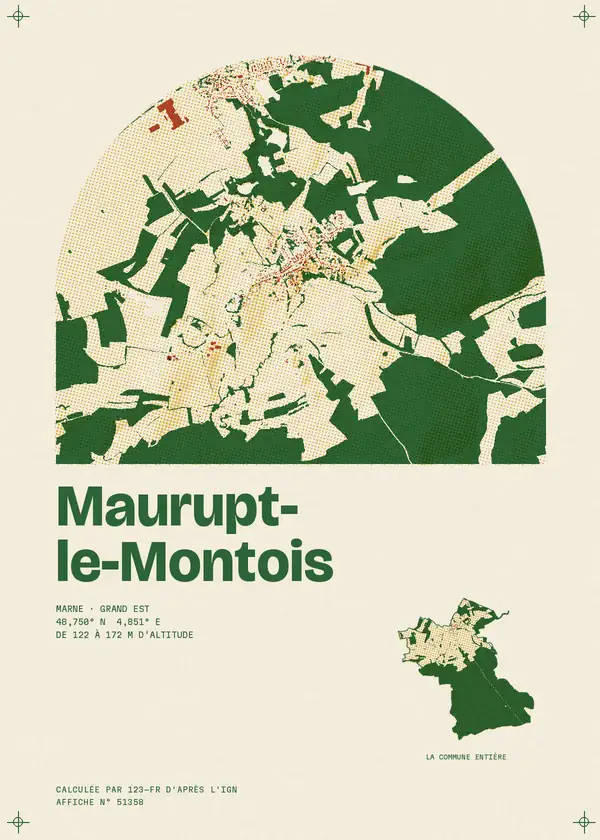 Affiche de Maurupt-le-Montois, calculée par 123-fr d'après l'IGN
