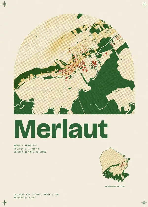 Affiche de Merlaut, calculée par 123-fr d'après l'IGN