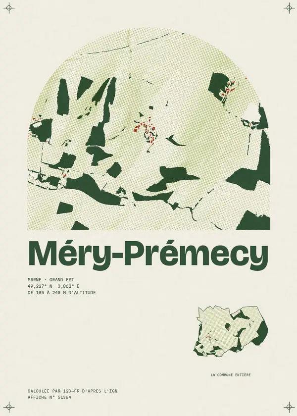 Affiche de Méry-Prémecy, calculée par 123-fr d'après l'IGN
