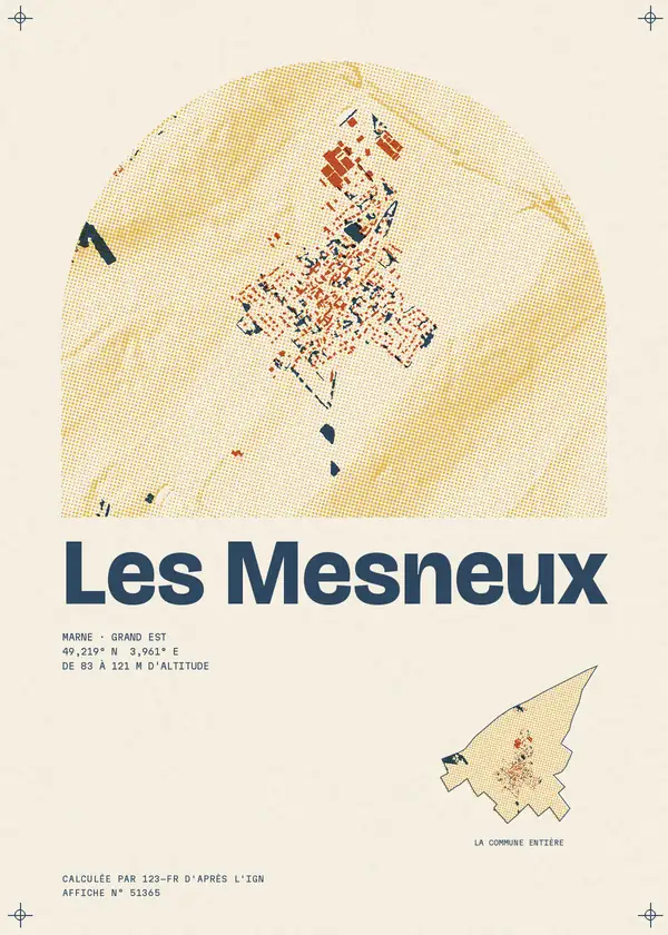 Affiche de Les Mesneux, calculée par 123-fr d'après l'IGN