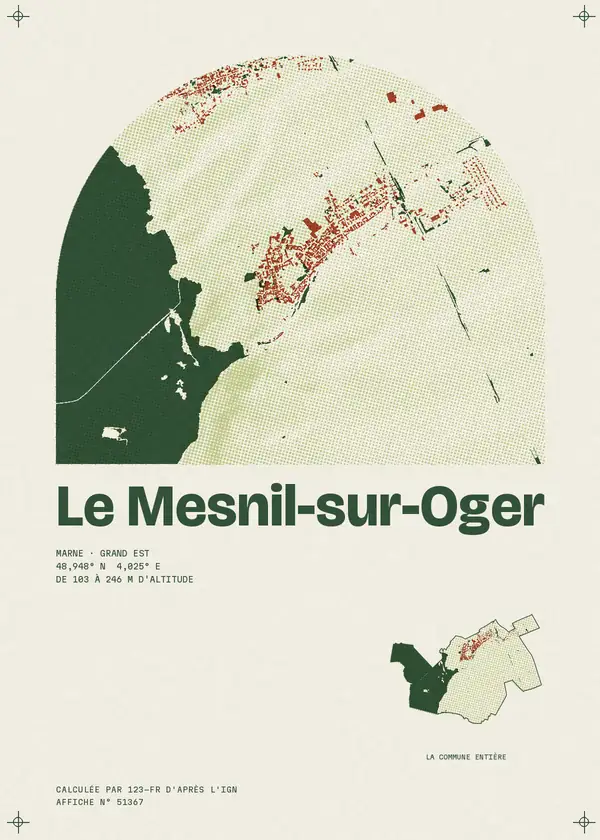 Affiche de Le Mesnil-sur-Oger, calculée par 123-fr d'après l'IGN