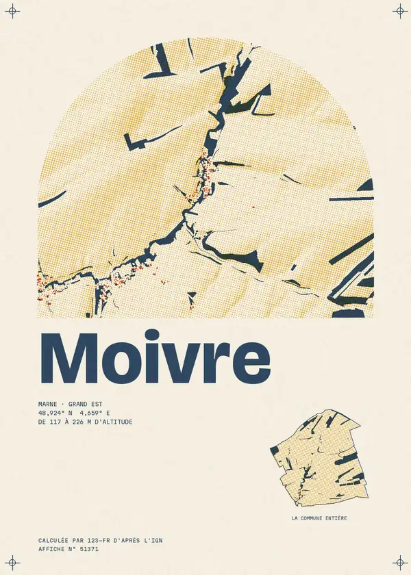 Affiche de Moivre, calculée par 123-fr d'après l'IGN