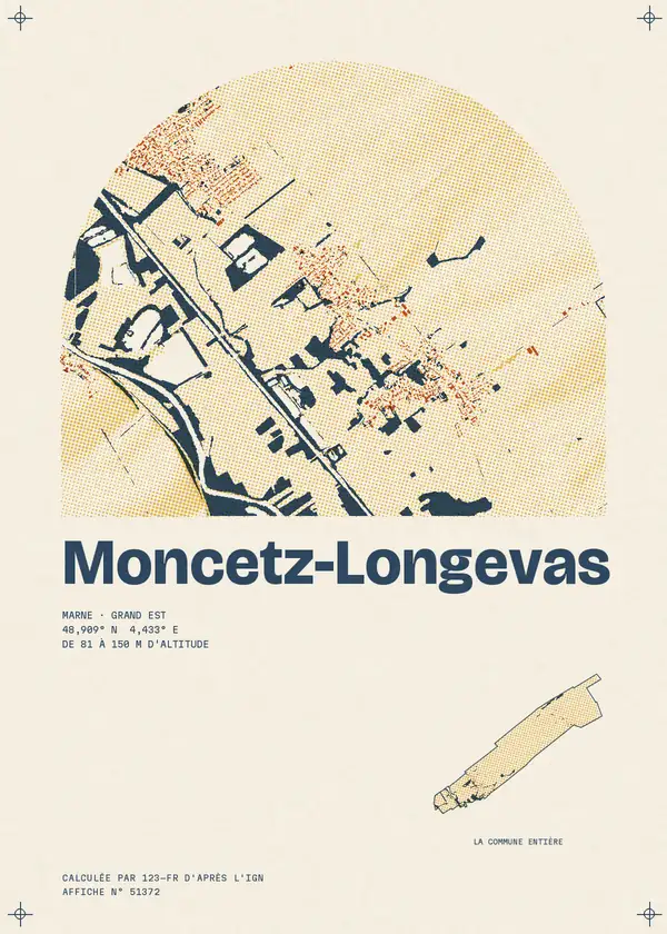 Affiche de Moncetz-Longevas, calculée par 123-fr d'après l'IGN