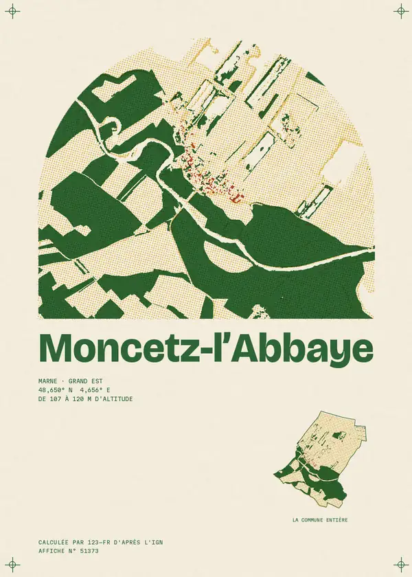 Affiche de Moncetz-l'Abbaye, calculée par 123-fr d'après l'IGN
