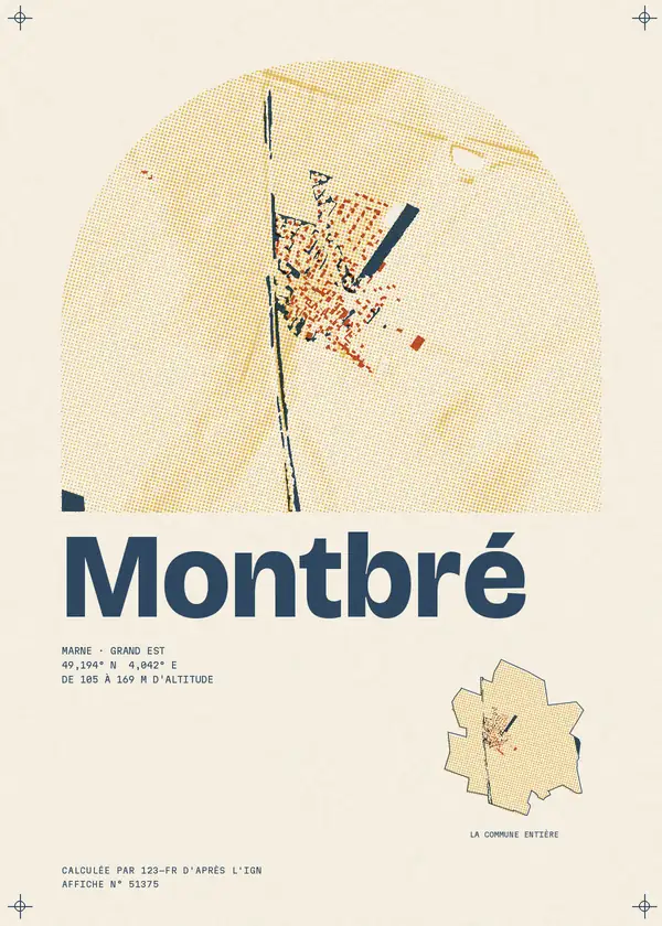 Affiche de Montbré, calculée par 123-fr d'après l'IGN