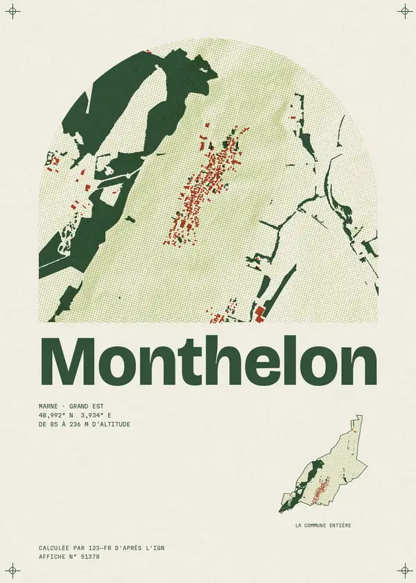 Affiche de Monthelon, calculée par 123-fr d'après l'IGN