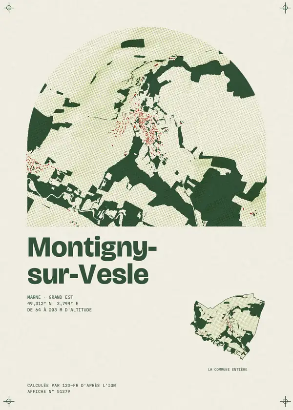 Affiche de Montigny-sur-Vesle, calculée par 123-fr d'après l'IGN
