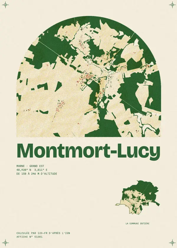 Affiche de Montmort-Lucy, calculée par 123-fr d'après l'IGN