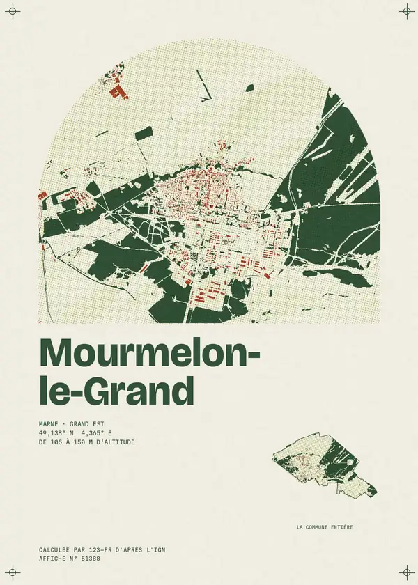 Affiche de Mourmelon-le-Grand, calculée par 123-fr d'après l'IGN