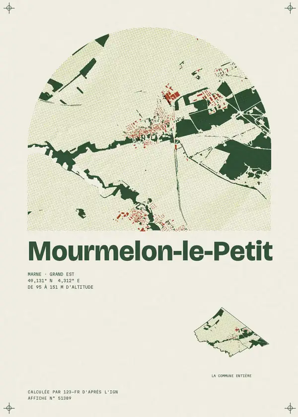 Affiche de Mourmelon-le-Petit, calculée par 123-fr d'après l'IGN