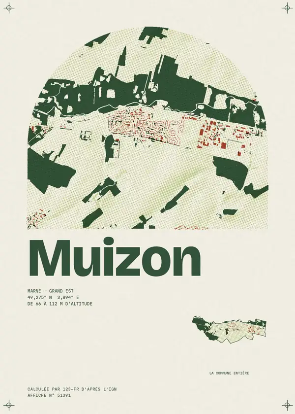 Affiche de Muizon, calculée par 123-fr d'après l'IGN