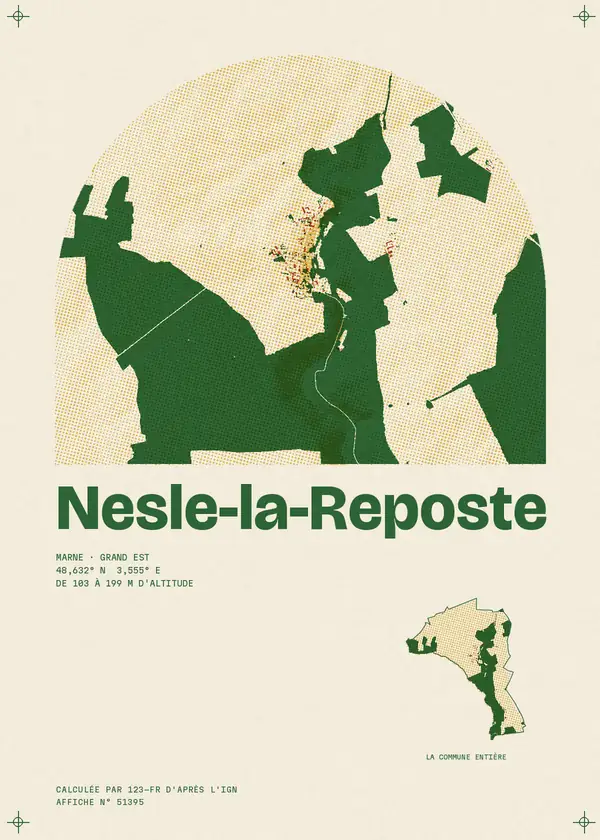 Affiche de Nesle-la-Reposte, calculée par 123-fr d'après l'IGN