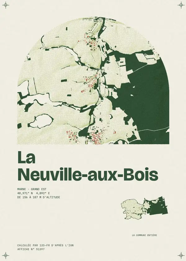 Affiche de La Neuville-aux-Bois, calculée par 123-fr d'après l'IGN