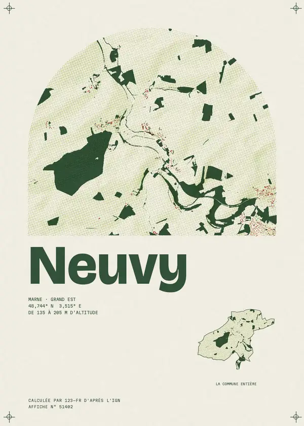 Affiche de Neuvy, calculée par 123-fr d'après l'IGN