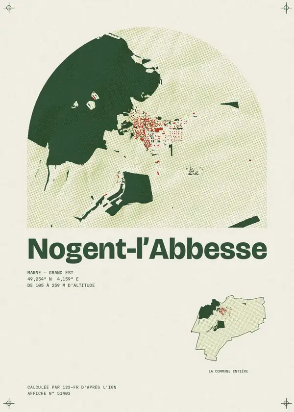 Affiche de Nogent-l'Abbesse, calculée par 123-fr d'après l'IGN