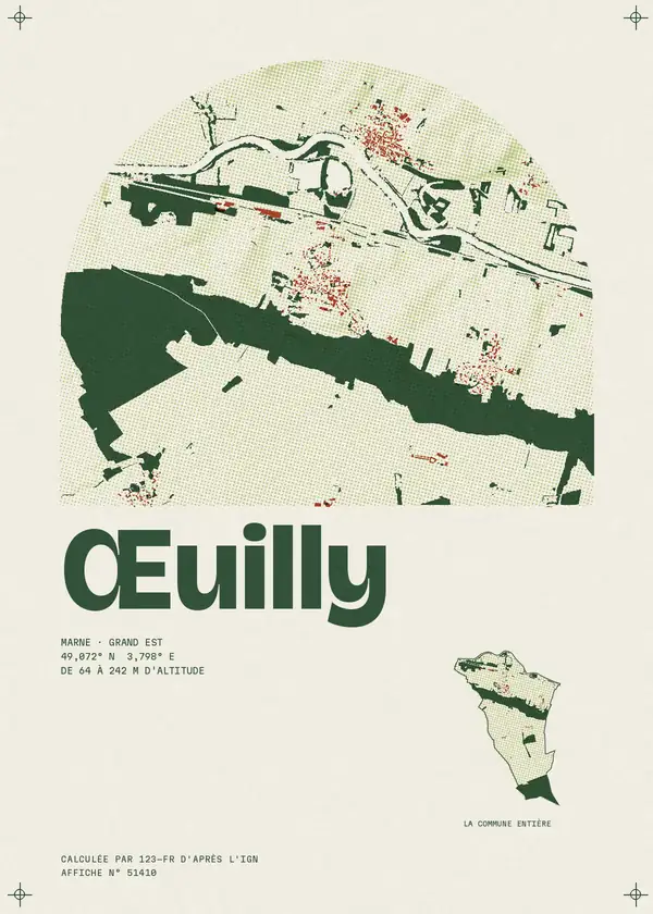 Affiche de Œuilly, calculée par 123-fr d'après l'IGN