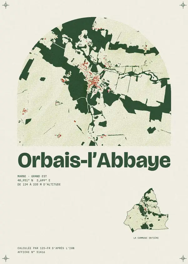 Affiche de Orbais-l'Abbaye, calculée par 123-fr d'après l'IGN