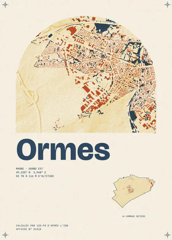 Affiche de Ormes, calculée par 123-fr d'après l'IGN