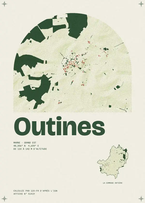 Affiche de Outines, calculée par 123-fr d'après l'IGN