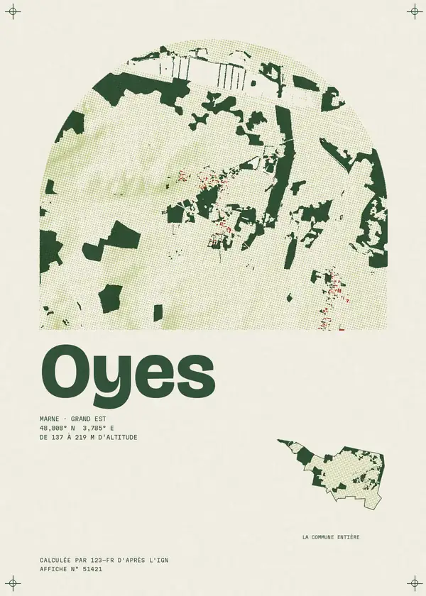 Affiche de Oyes, calculée d'après l'IGN