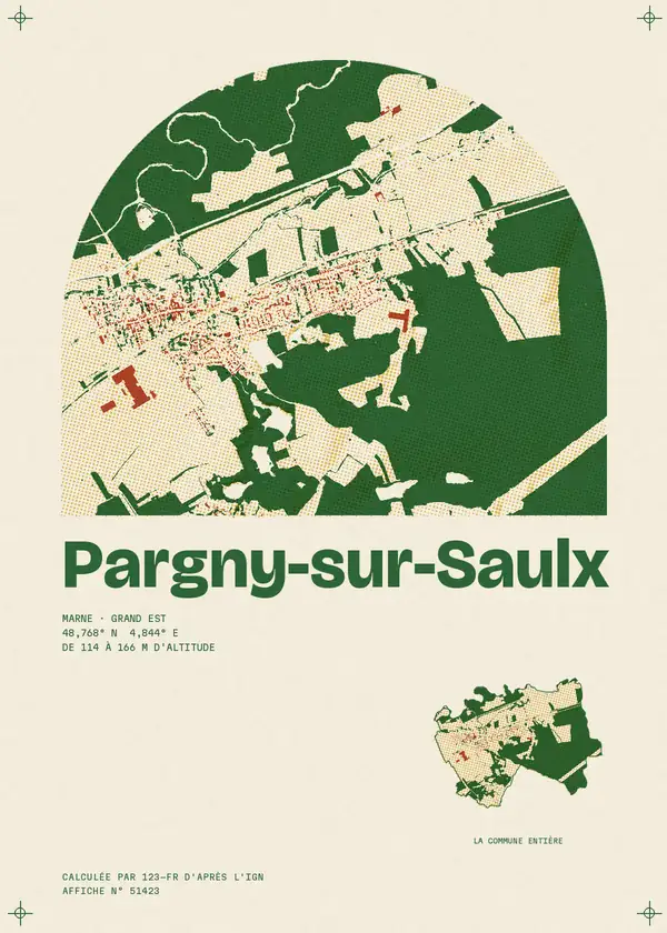Affiche de Pargny-sur-Saulx, calculée par 123-fr d'après l'IGN