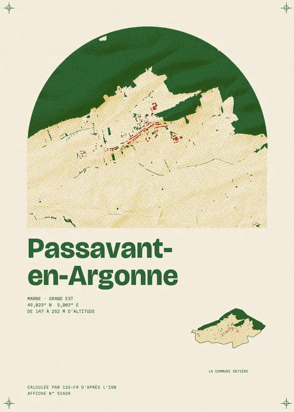 Affiche de Passavant-en-Argonne, calculée par 123-fr d'après l'IGN