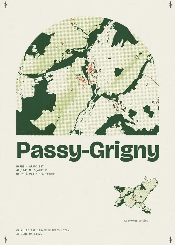 Affiche de Passy-Grigny, calculée par 123-fr d'après l'IGN
