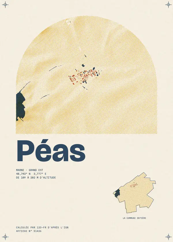 Affiche de Péas, calculée par 123-fr d'après l'IGN