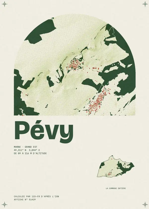 Affiche de Pévy, calculée par 123-fr d'après l'IGN
