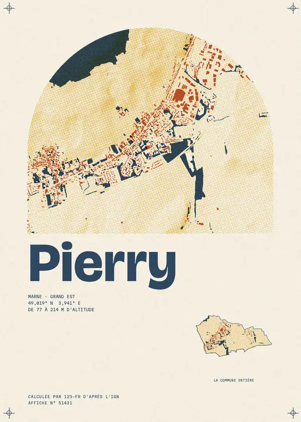 Affiche de Pierry, calculée par 123-fr d'après l'IGN