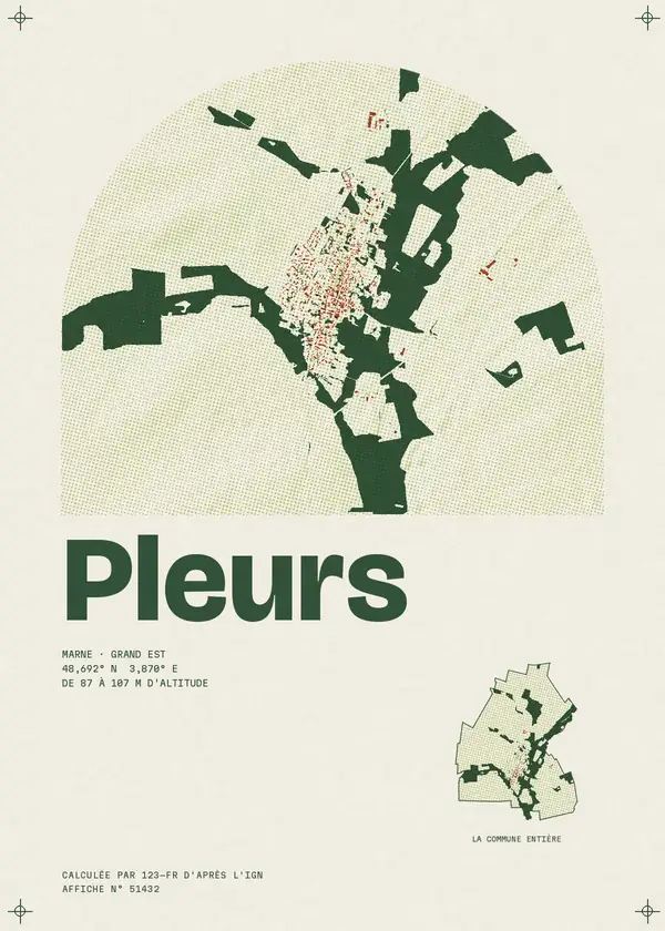 Affiche de Pleurs, calculée par 123-fr d'après l'IGN