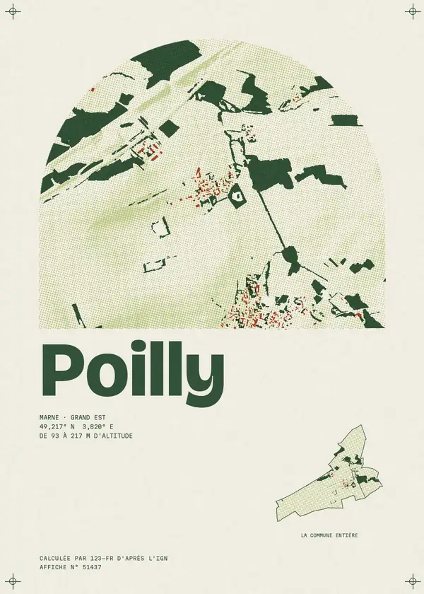 Affiche de Poilly, calculée par 123-fr d'après l'IGN