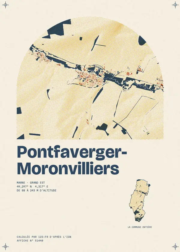 Affiche de Pontfaverger-Moronvilliers, calculée par 123-fr d'après l'IGN