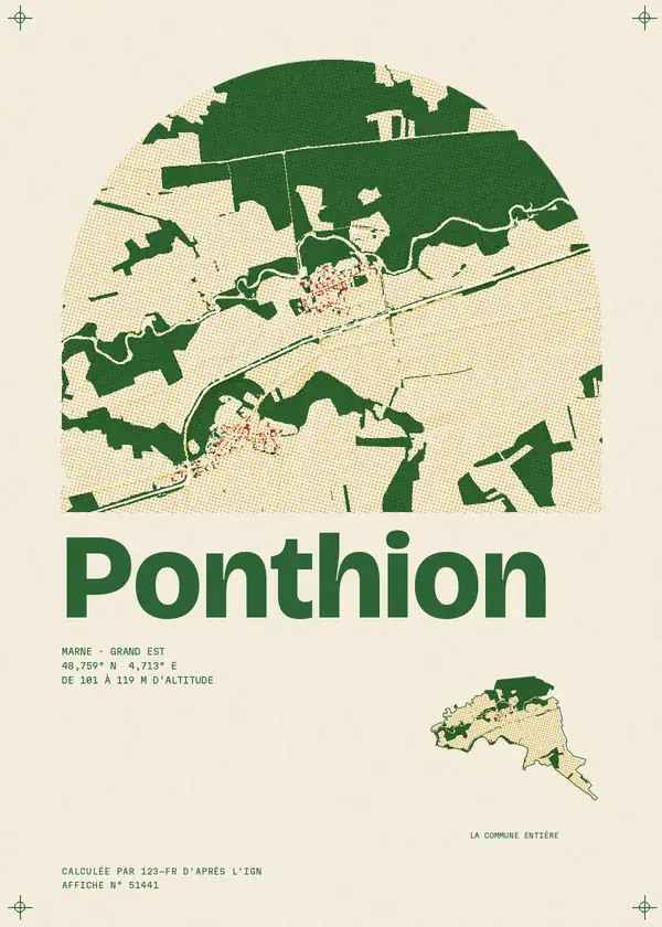 Affiche de Ponthion, calculée par 123-fr d'après l'IGN