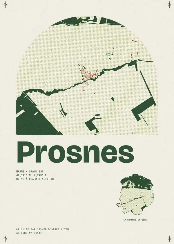 Affiche de Prosnes, calculée par 123-fr d'après l'IGN