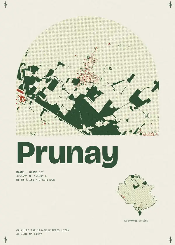 Affiche de Prunay, calculée par 123-fr d'après l'IGN