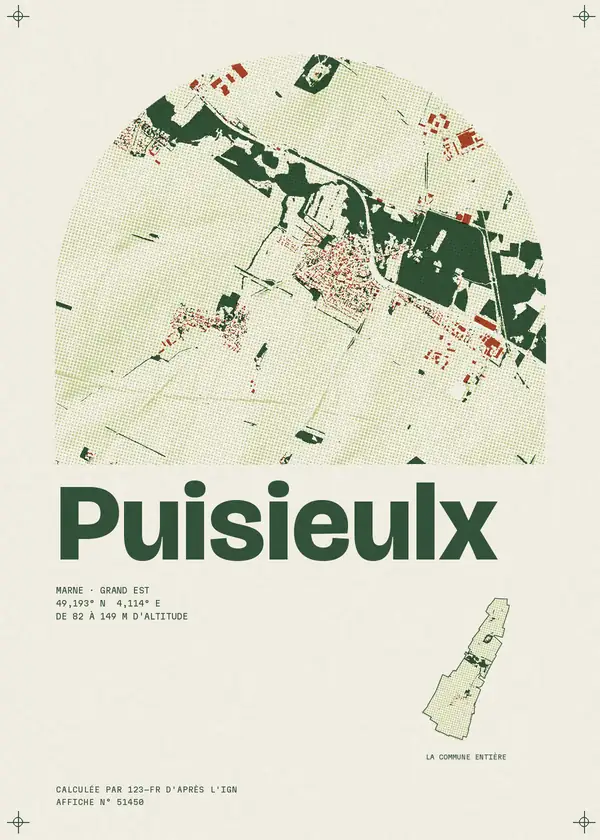 Affiche de Puisieulx, calculée par 123-fr d'après l'IGN