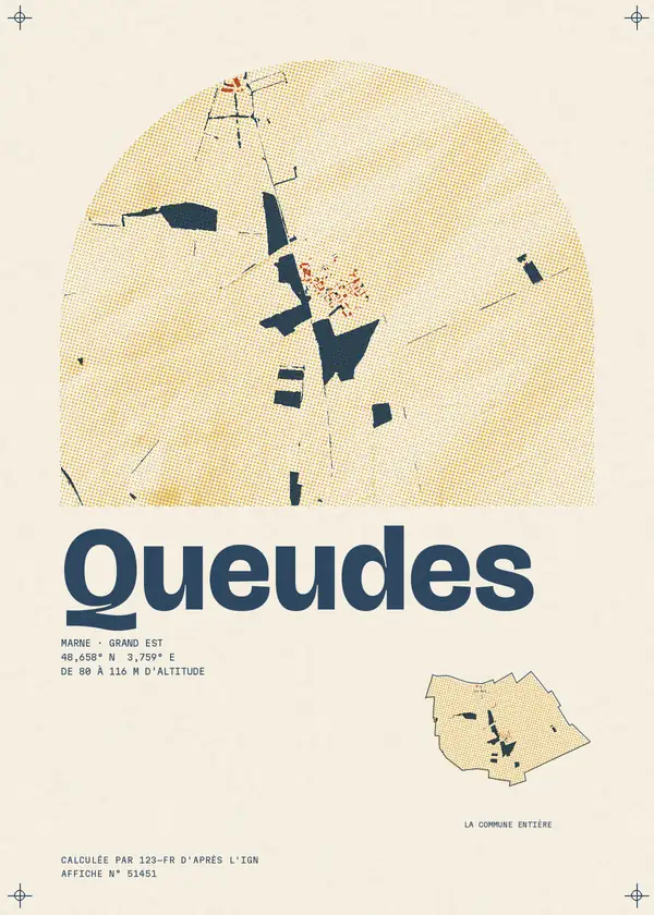 Affiche de Queudes, calculée par 123-fr d'après l'IGN
