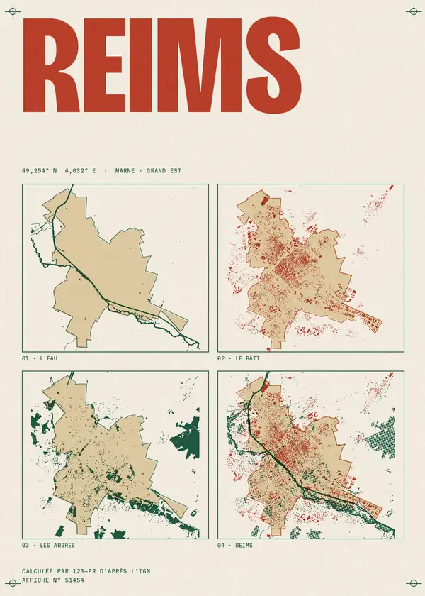 Affiche de Reims, calculée par 123-fr d'après l'IGN