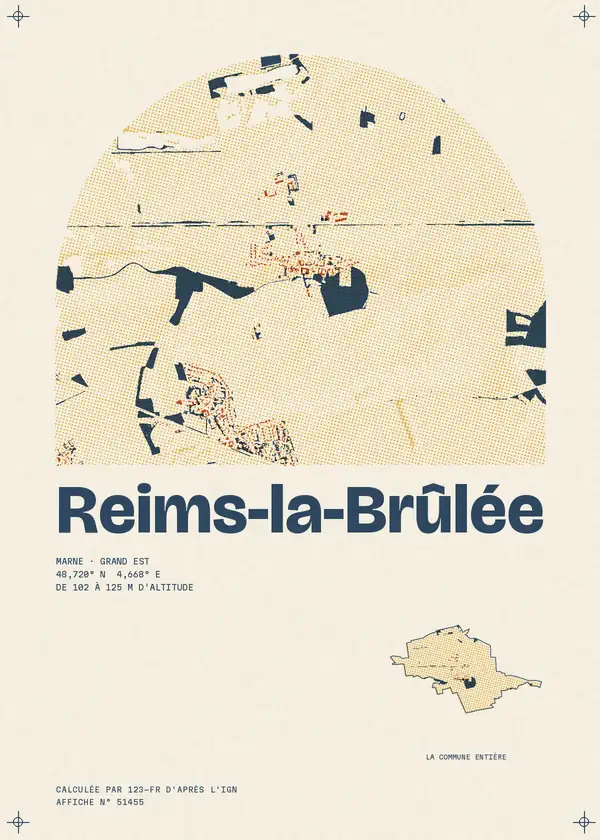 Affiche de Reims-la-Brûlée, calculée par 123-fr d'après l'IGN
