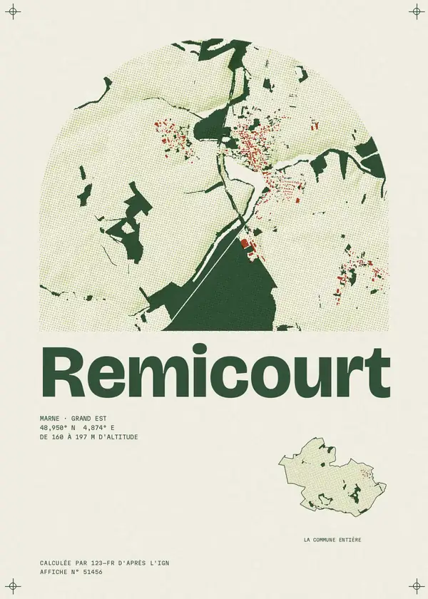 Affiche de Remicourt, calculée par 123-fr d'après l'IGN