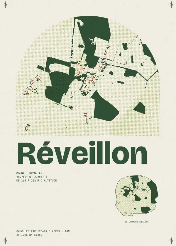 Affiche de Réveillon, calculée par 123-fr d'après l'IGN