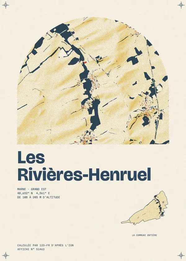 Affiche de Les Rivières-Henruel, calculée par 123-fr d'après l'IGN