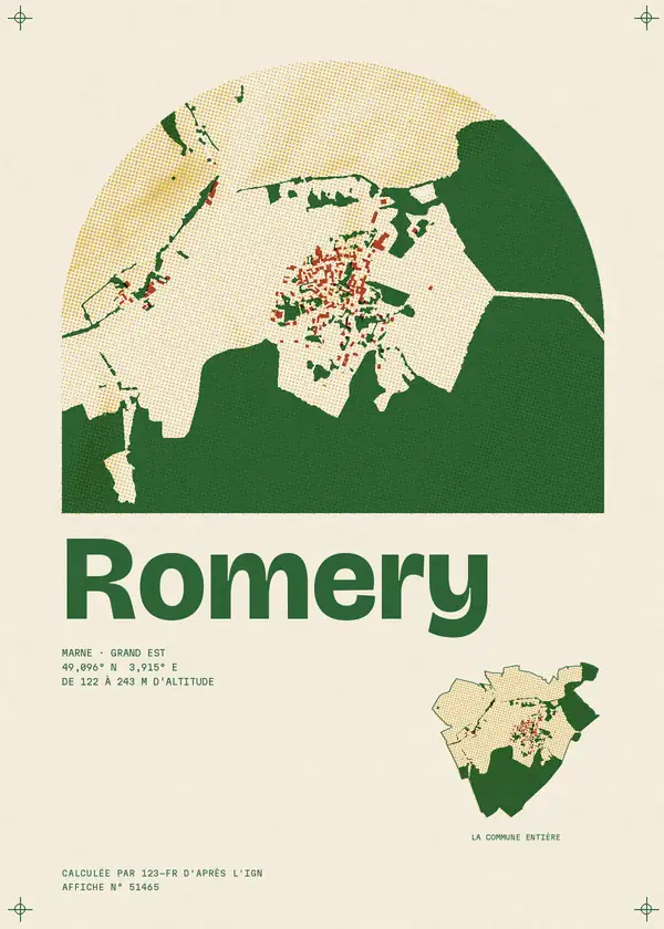 Affiche de Romery, calculée par 123-fr d'après l'IGN